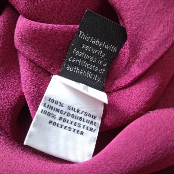 Diane Von Furstenburg Women's Size 0 Damian Raspberry Silk Long Sleeve Dress - Picture 4 of 8